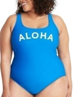 Old Navy Aloha Graphic One Piece Swimsuit | L | Scoop Back | NWT